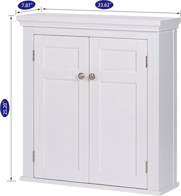 Bathroom Cabinet Wall Mounted, Hanging Bathroom Storage Cabinet Over Toilet, Medicine Cabinet with Doors and Shelves (White) 3