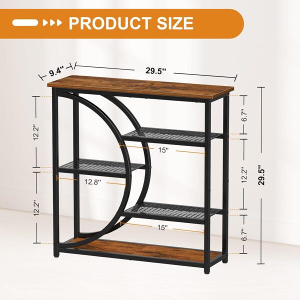 Entryway Table, Narrow Console Table, Industrial Sofa Table with 5 Tier Storage Shelves, Entrance Table for Hallway, Behind The Couch, Living Room, Foyer 3