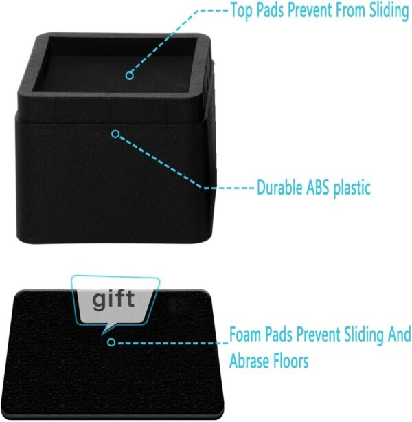 Bed Risers 3 Inch Heavy Duty Stackable Furniture Risers for Sofa Table Couch Lift Height of 3 or 6 Inches (4 Pack Black) 2