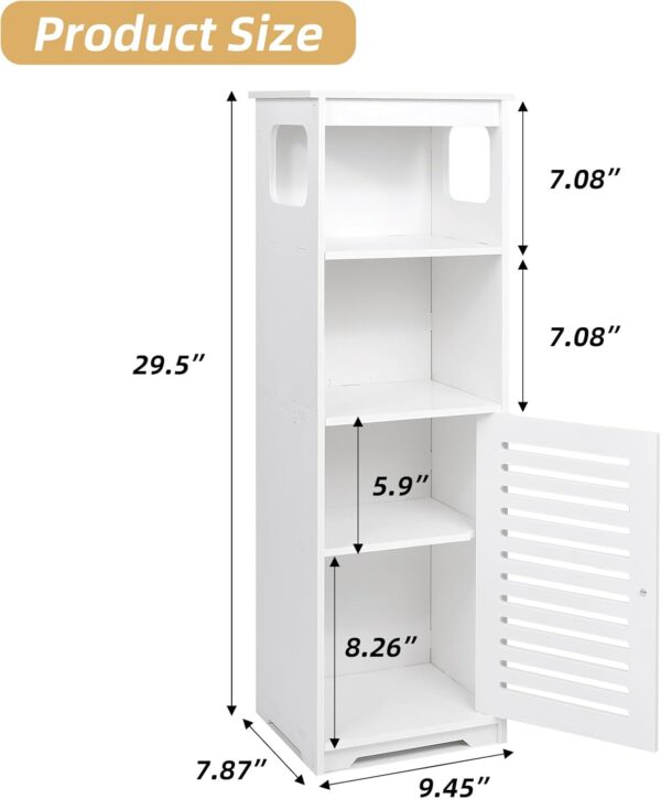 Small Bathroom Storage Cabinet, White Floor Standing Storage Cabinet Home Furniture Shelf,Suitable for Toilet Bedroom Kitchen Living Room 2