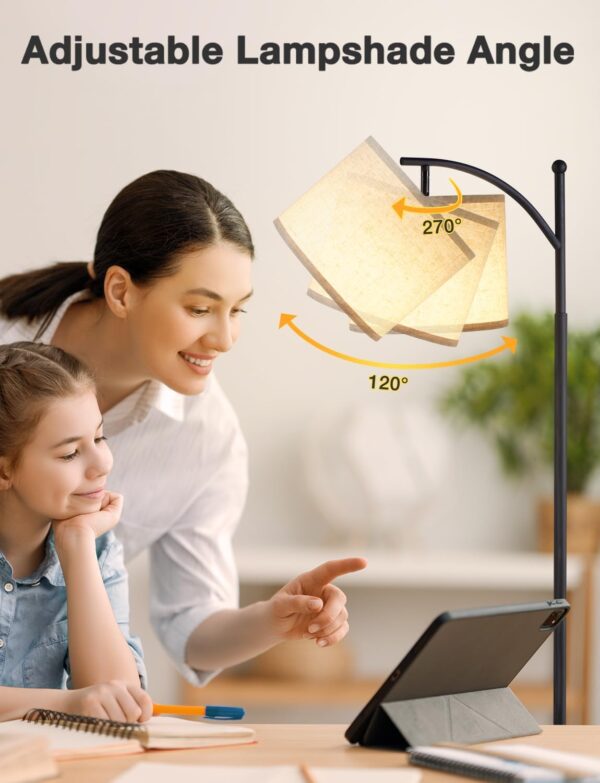 60" Floor Lamps for Living Room with 3 Color Temperatures Bulb & Adjustable Linen Shade, Tall Lamp for Living Room Bedroom Office Classroom Dorm Room(9W Bulb Included) 3