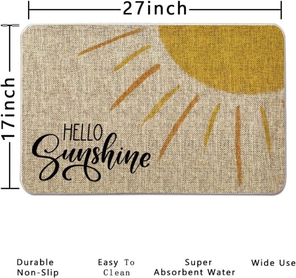 Summer Door Mat Hello Sunshine Decorative Doormat Entrance Rugs Farmhouse Home Kitchen Decoration Floor Front Door Mat Outdoor Indoor 17 x 27 Inch 3