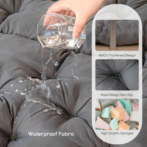 24 x 24 Outdoor Cushions for Patio Furniture, Outdoor Seat Cushions with Resistant Waterproof Cover for Yard Garden, Grey 3