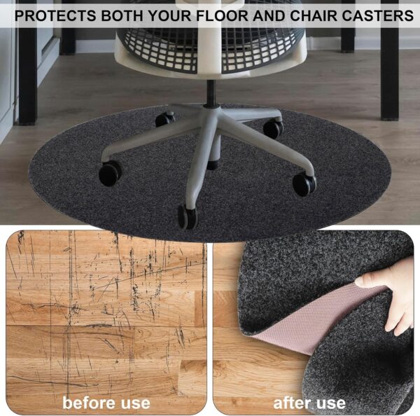 Office Chair Mat, Round Floor Mat for Home, 39inch Diameter Low Pile Heavy Duty Non Slip Multi-Purpose Desk Chair Mat Rug for Hardwood Tile Floor Carpets (Dark Grey) 2
