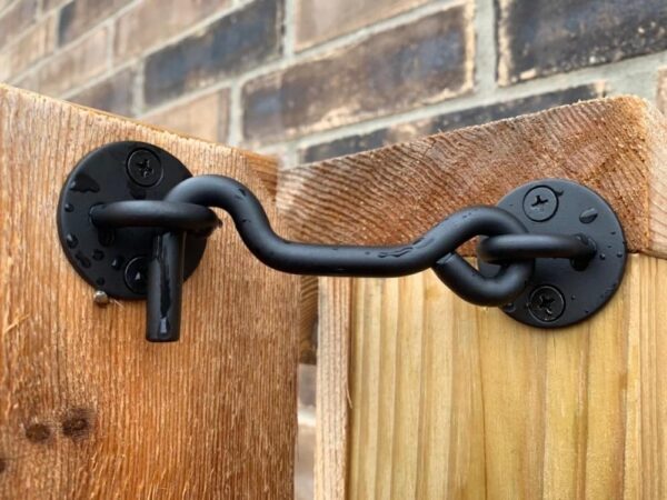 4” Privacy Hook and Eye Gate Latch Easy Lock for Barn Door, Black 3