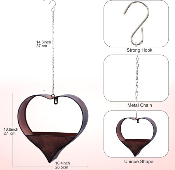 Metal Plant Hangers Indoor and Outdoor: Birthday Gifts for Women Mom Wife Father Garden Lovers - Rustic Heart Shape Hanging Planters Perfect for Window Wall Living Room Office Decor 2