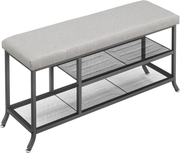IDEALHOUSE 2024 New Shoe Bench – 2-Tier Shoe Storage Bench for Entryway, Storage Organizer with Cushion, Metal Frame, Adjustable Shelf for Hallway, Bedroom, Living Room, Dorm– Stylish and Functional 4
