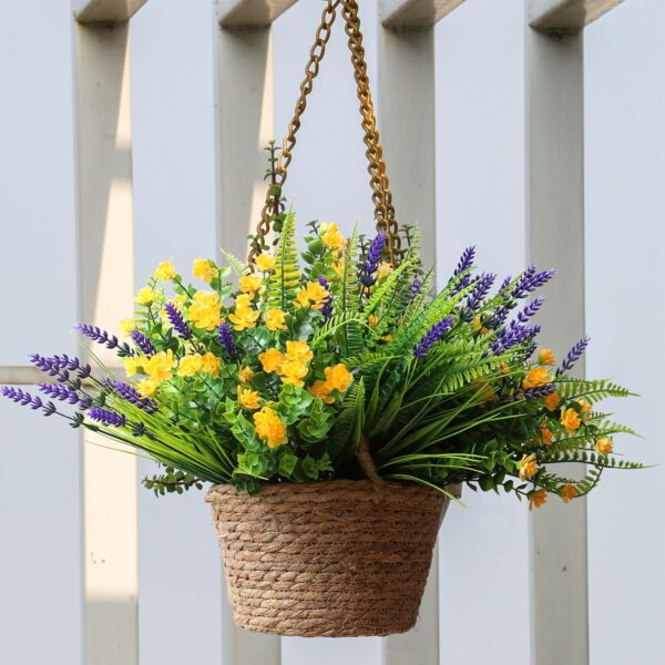 18PCS Outdoor Artificial Plants Flowers Bulk, UV Resistant Fake Monkey Grass Fern Outside Faux Greenery Mums Rosemary Arrangement for Front Porch Window Box Planter Hanging Basket Garden 3