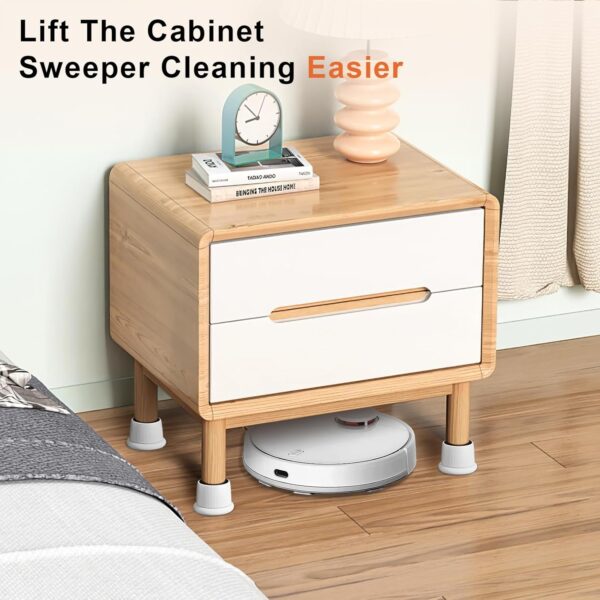 Adjustable Furniture Risers, 1.6-2.6 inch Bed Risers White, Durable Plastic and Anti Slip Couch Risers 2 inch for Sofa Bed Table and Chair Lifts(White - 4 pcs) 3