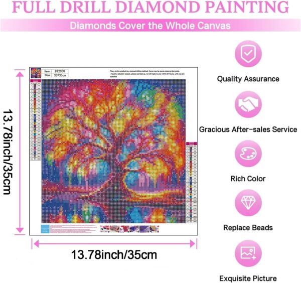 Tree of Life Diamond Painting Kits for Adults,Full Drill Diamond Art Kits for Beginners,Round 5D DIY Diamond Dots Paintings, Diamonds Pictures Gem Art and Crafts Home Decor 13.78x13.78 inch 4