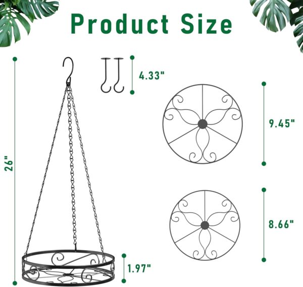 2-Pack Hanging Planters for Indoor Plants - Heavy Duty Metal Plant Hanger Indoor with 3 Chains and Hooks – Aesthetic Hanging Plant Holder for an Instant Gardening Decor 3