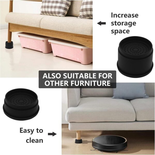 4 Sets Furniture Risers 2 inch Black Bed Risers, Heavy Duty Round Stackable Bed Lifts Risers 2" or 4" for Table, Sofa, Couch, Desk, Adjustable Bed Frame Risers 3