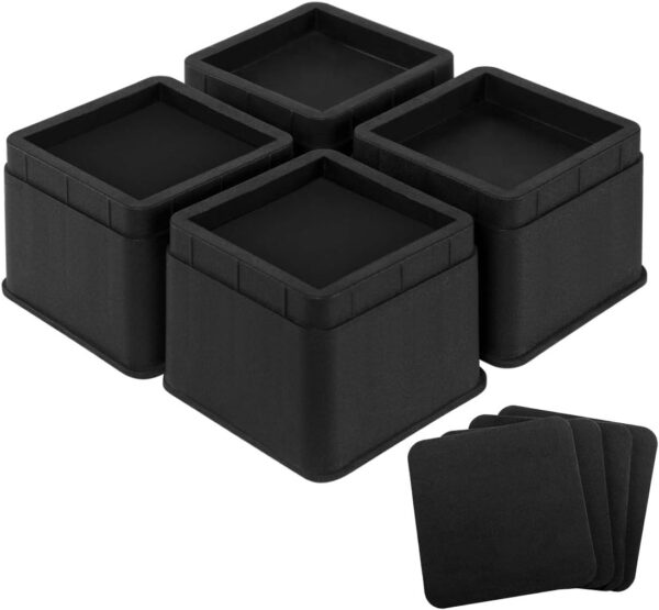 Bed Risers 3 Inch Heavy Duty Stackable Furniture Risers for Sofa Table Couch Lift Height of 3 or 6 Inches (4 Pack Black) 3