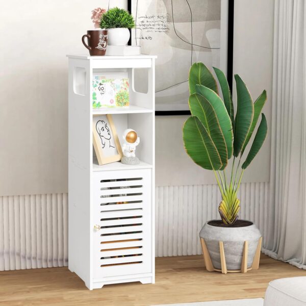 Small Bathroom Storage Cabinet, White Floor Standing Storage Cabinet Home Furniture Shelf,Suitable for Toilet Bedroom Kitchen Living Room 1