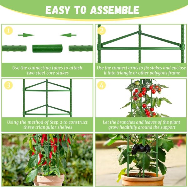 6-Pack Tomato Cage for Garden Plant Support- Up to 48inch Garden Stakes Tomato Cage, Tomato Trellis for Potted Plants, Tomato Cages Plant Stakes for Climbing Vegetables Plants Flowers 3