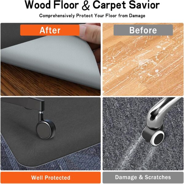Office Chair Mat for Hard Floors, Slip Resistant Heavy Duty Under Desk Chair Mat for Hardwood Floor, 51"x63"Inch, Black 3