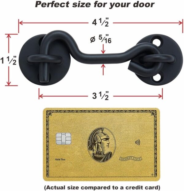 4” Privacy Hook and Eye Gate Latch Easy Lock for Barn Door, Black 2