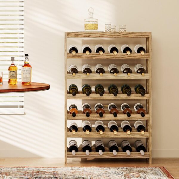 Real Wood Wine Rack Freestanding Floor, X-Frame Wine Storage Solution for Home and Kitchen, Elegant Wooden Wine Display Rack for Organized Wine Collection (6 Tier 36 Bottles) 4