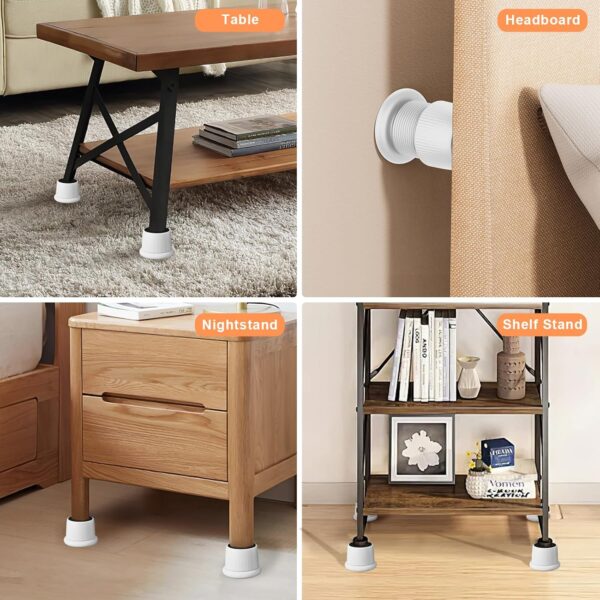 Adjustable Furniture Risers, 1.6-2.6 inch Bed Risers White, Durable Plastic and Anti Slip Couch Risers 2 inch for Sofa Bed Table and Chair Lifts(White - 4 pcs) 2