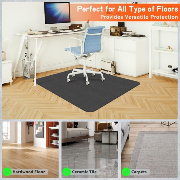 Office Chair Mat for Hard Floors, Slip Resistant Heavy Duty Under Desk Chair Mat for Hardwood Floor, 51"x63"Inch, Black 2