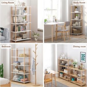3-Tier Wooden Shelf Bookcase - Modern Open Bookshelf, Free Standing Storage Rack, Multifunctional Display Stand for Home and Office, Oak, Rectangle