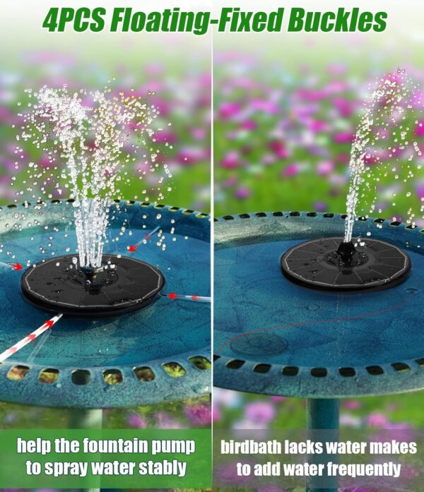 Solar Water Fountain Upgraded 100% Glass Panel, 3.5W Solar Powered Fountains Built-in 2000 Battery with 7 Nozzle & 4 Fixer, Solar Fountain Pump for Bird Baths, Pond, Outdoor (White) 1