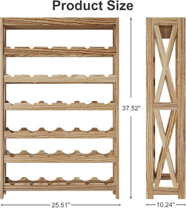 Real Wood Wine Rack Freestanding Floor, X-Frame Wine Storage Solution for Home and Kitchen, Elegant Wooden Wine Display Rack for Organized Wine Collection (6 Tier 36 Bottles) 5