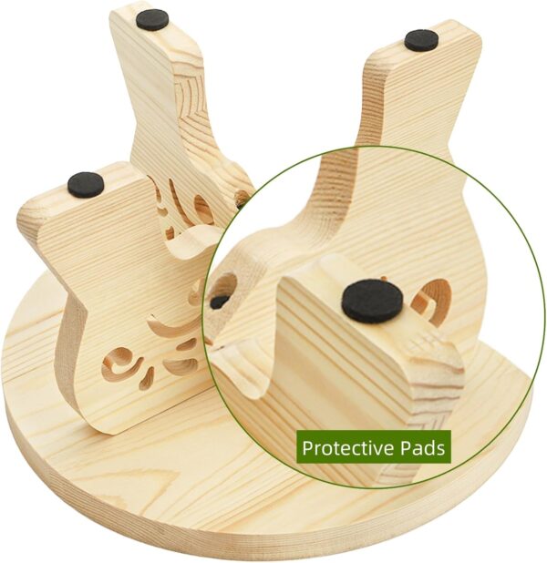Wooden Plant Stand, Small Plant Stool with Engraved Foot, Indoor Sturdy Flower Display Pedestal Pot Rise for 5-15 Inch Pot, Decorative Flower, Living Room, Bedroom, Office 5