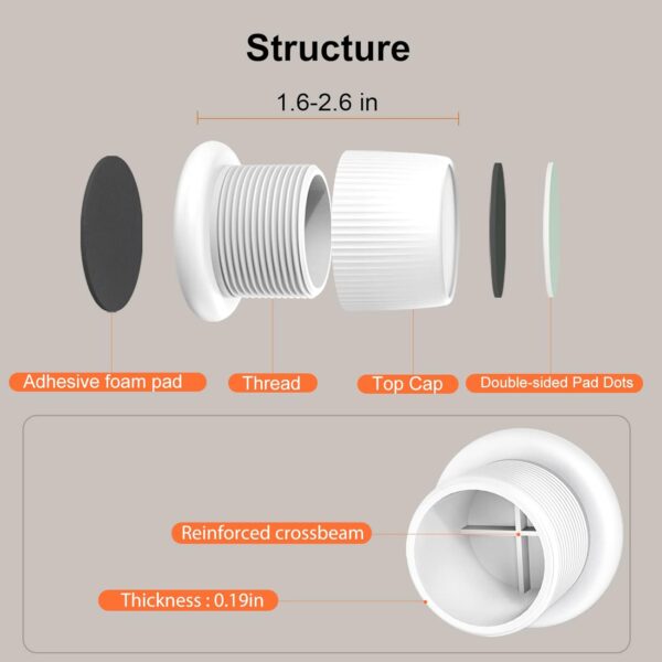 Adjustable Furniture Risers, 1.6-2.6 inch Bed Risers White, Durable Plastic and Anti Slip Couch Risers 2 inch for Sofa Bed Table and Chair Lifts(White - 4 pcs) 5