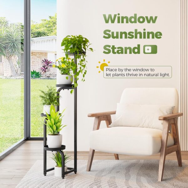 Tall Plant Stand Indoor Outdoor, Corner Metal Flower Pot Stands for Multiple Plants, 4 Tier Heavy Duty Plant Shelf for Patio Garden Balcony Living Room Bedroom(Patent Design) 5