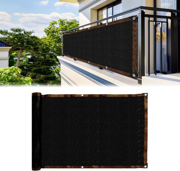 Fence Privacy Screen - RAINFLOW 3'X10' Black Privacy Fence Screen Outdoor Shade Balcony Decor Plastic Mesh Fence Panels Cover Porch Screen Balcony Covers for Apartments,Deck,Backyard,Pool Wall 3