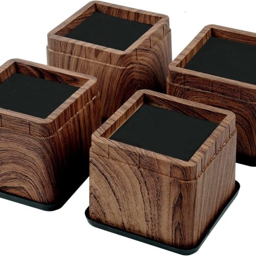 1 3 Inch Wood Bed Risers Furniture Risers Bed Frame Lifters in Heights of 3 or 6 Inch Heavy Duty Set of 4 Square
