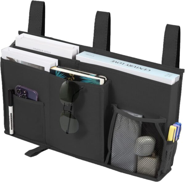 Bedside Caddy - Bunk Bed Organizer, Hanging Storage Bag with 8 Pockets for Dorm Rooms, Hospital Beds, Camping - Black 3