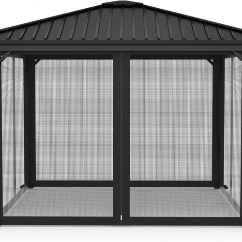 1 Gazebo Replacement Netting Screen Mosquito Net Screen Walls for 10 x 10 ft Outdoor Gazebo Canopy, 4-Panel with Double Zippers for Outdoor Patio (Only Netting)