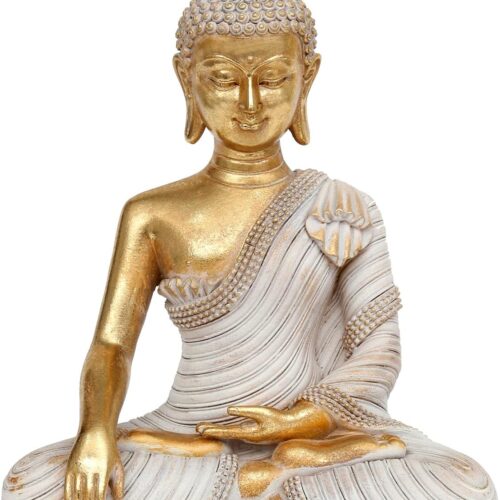1 Gold Buddha Statue 10.2'' - Large Indoor Buddha for Home Decor, Zen, Living Room & Meditation