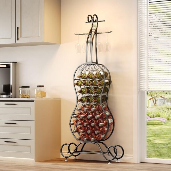 Wine Rack Freestanding Wine Holder-Wine Holder for 32 Bottles,Metal Wine Storage Organizer,Wine Shelf for Home Bar,Living Room, Kitchen,Gift 1