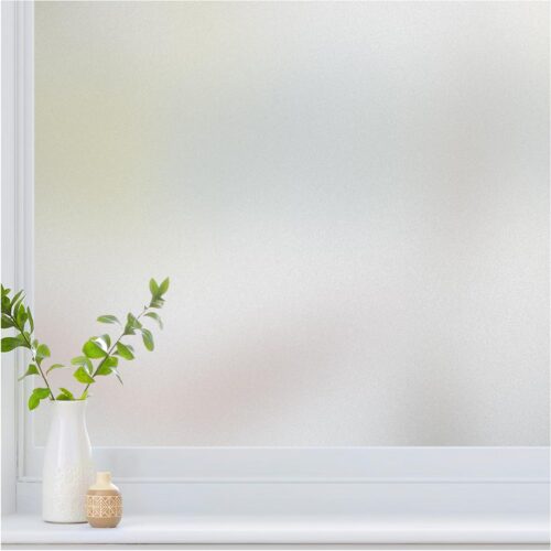 Window Privacy Film Frosted Glass for Bathroom, Static Cling UV Sun Blocking Window Clings, Opaque Decorative Coverings Removable Sticker Heat Control Tint for Home Door, Pure 17.5" x 78.7"