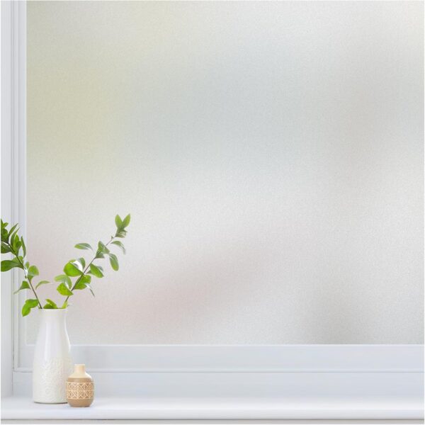 Window Privacy Film Frosted Glass for Bathroom, Static Cling UV Sun Blocking Window Clings, Opaque Decorative Coverings Removable Sticker Heat Control Tint for Home Door, Pure 17.5" x 78.7" 1