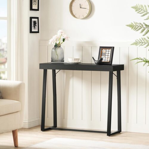 1 Narrow Console Table, Black Entryway Table for Hallway, Small Foyer Tables for Entryway, Behind Couch Sofa Table for Living Room, Hallway, Corridor, Easy Assembly, Black CTHB11801