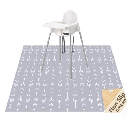 1 Baby Splat Mat for Under High Chair and Arts and Crafts, 51" Waterproof Wipeable Floor Protector, Anti-Slip Washable Splash Mat
