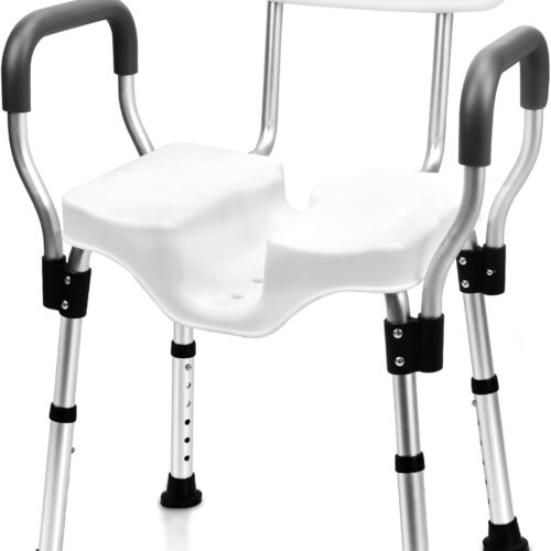 Shower Chair - Shower Chair for Inside Shower - U-Shape Seat Heavy Duty Shower Chair - Shower Chair with Arms for Handicap - Wide Shower Seats for Elderly - Shower Chair for Bathtub, 796E