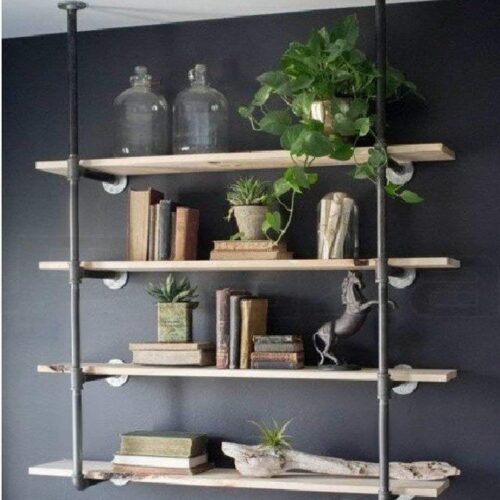1 Industrial Retro Wall Mount Iron Pipe Shelf Hung Bracket Diy Storage Shelving Bookshelf (2 pcs)