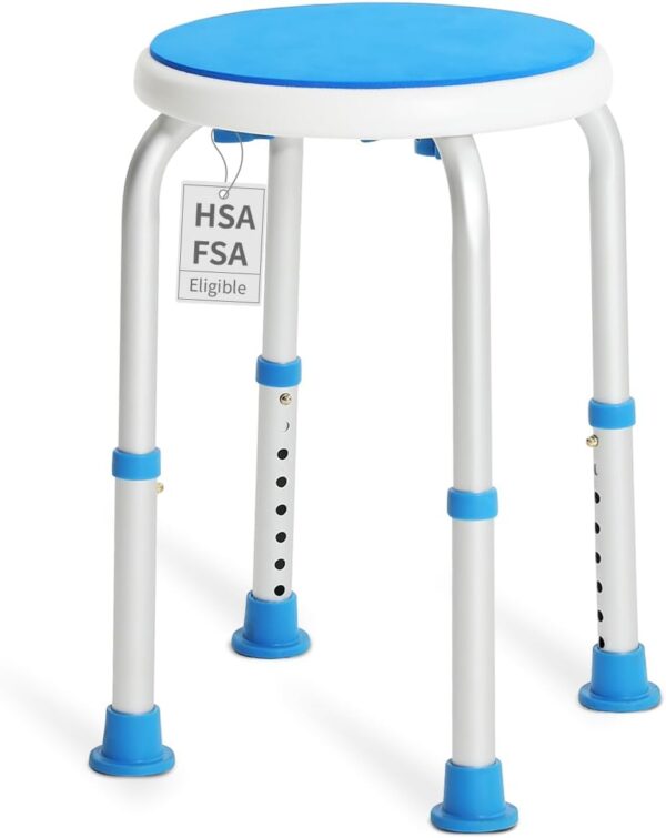 Adjustable Shower Chair for Inside Shower, HSA/FSA Eligible Round Shower Stool for Inside Bathtub, Tool-Free Shower Seat for Elderly/Senior/Disabled/Pregnant 1