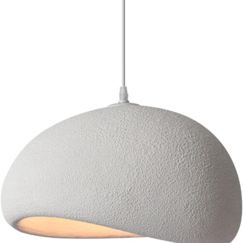 1 30cm Wabi Sabi Pendant Light for Dining Room Kitchen Island Hallway Restaurant Modern Hanging Lamp E26 Base Japanese Style Bird Nest Shape Lighting Fixture (Matte White,B Shape, Small Size)