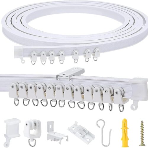 1 3 Meters (9.8FT) Flexible Bendable Ceiling Curtain Track for Room Divider,Window Treatment,Bay,Shower,Trailer Motorhome,Hospital Curtain Track System-Easy Installation(White)