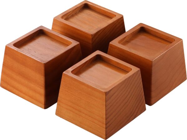 Wood Bed Risers 3 Inch, Premium Pine Furniture Risers - Sturdy, Stylish and Space Saving 3" Bed Lift for Sofa, Desk and More - 4-Pack (Brown Wood, 3 Inch) 1