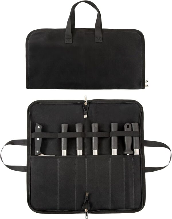 Knife Roll,Knife Bag with 7 Slots,Heavy Duty Waxed Canvas knife Case,Portable Chef Knife Roll Bag For Kitchen Cooking.Cutlery Knives Holders Protectors,Chef Knife Carrying Case For Travel & Camping 1