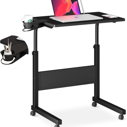 Small Standing Desk Adjustable Height, Portable Treadmill Desk, Mobile Table Ideal for Laptops and Tablets, Black