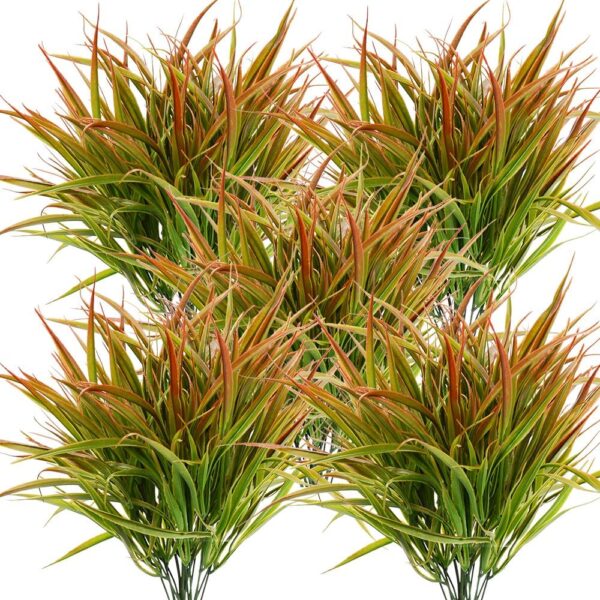 12 Bundles Artificial Outdoor Plants Fake Bushes Shrubs Greenery for Plastic UV Resistant Faux Grass 3