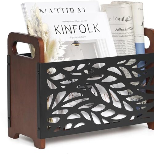 Magazine Holder,Wood Magazine Rack,Rustic Magazine File Holder,Magazine Storage Basket,Magazine Rack Floor,Farmhouse Magazine Organizer for Magazines,Books,Newspapers